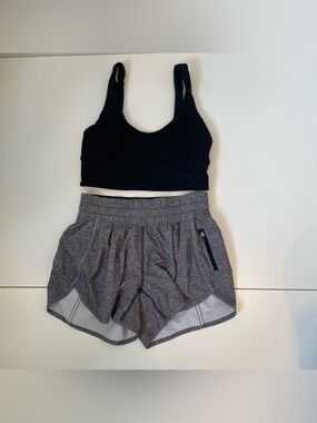 Bundle 2 Lululemon Women’s size 6 Grey Shorts and Reversible Black Sport Bra